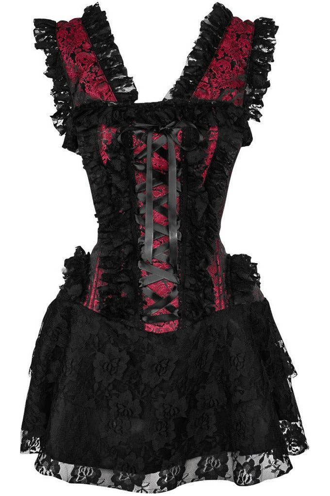 Queen Top Drawer Floral Brocade Victorian Steel Boned Corset Dress