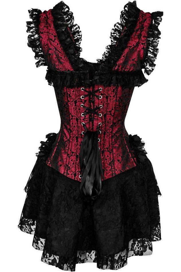 Queen Top Drawer Floral Brocade Victorian Steel Boned Corset Dress