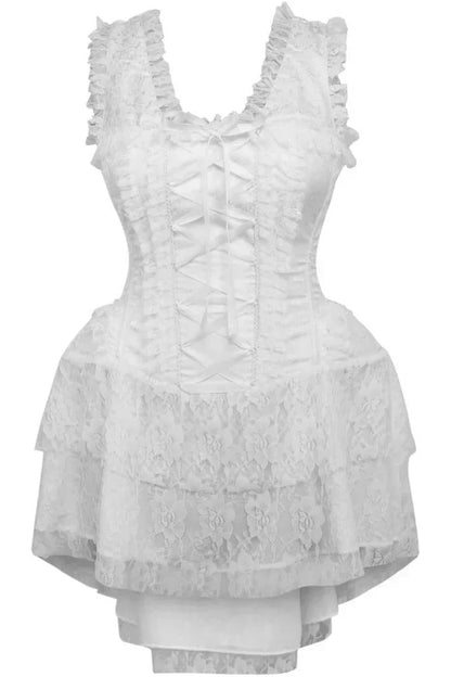 Queen Top Drawer Floral Brocade Victorian Steel Boned Corset Dress