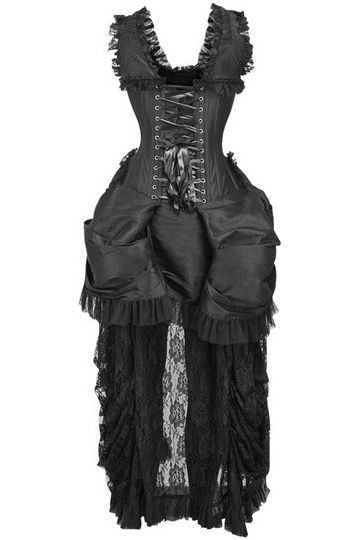 Queen Top Drawer Taffeta & Lace Victorian Bustle Corset Dress