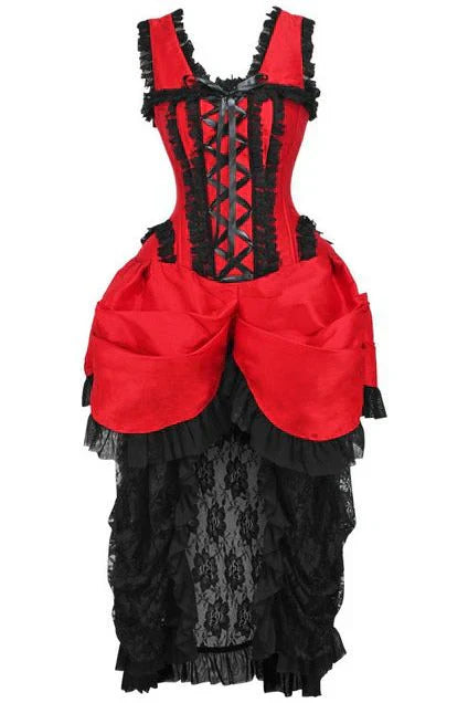 Queen Top Drawer Taffeta & Lace Victorian Bustle Corset Dress