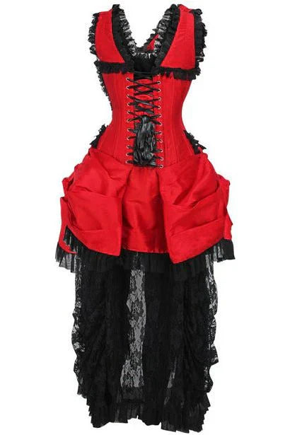 Queen Top Drawer Taffeta & Lace Victorian Bustle Corset Dress