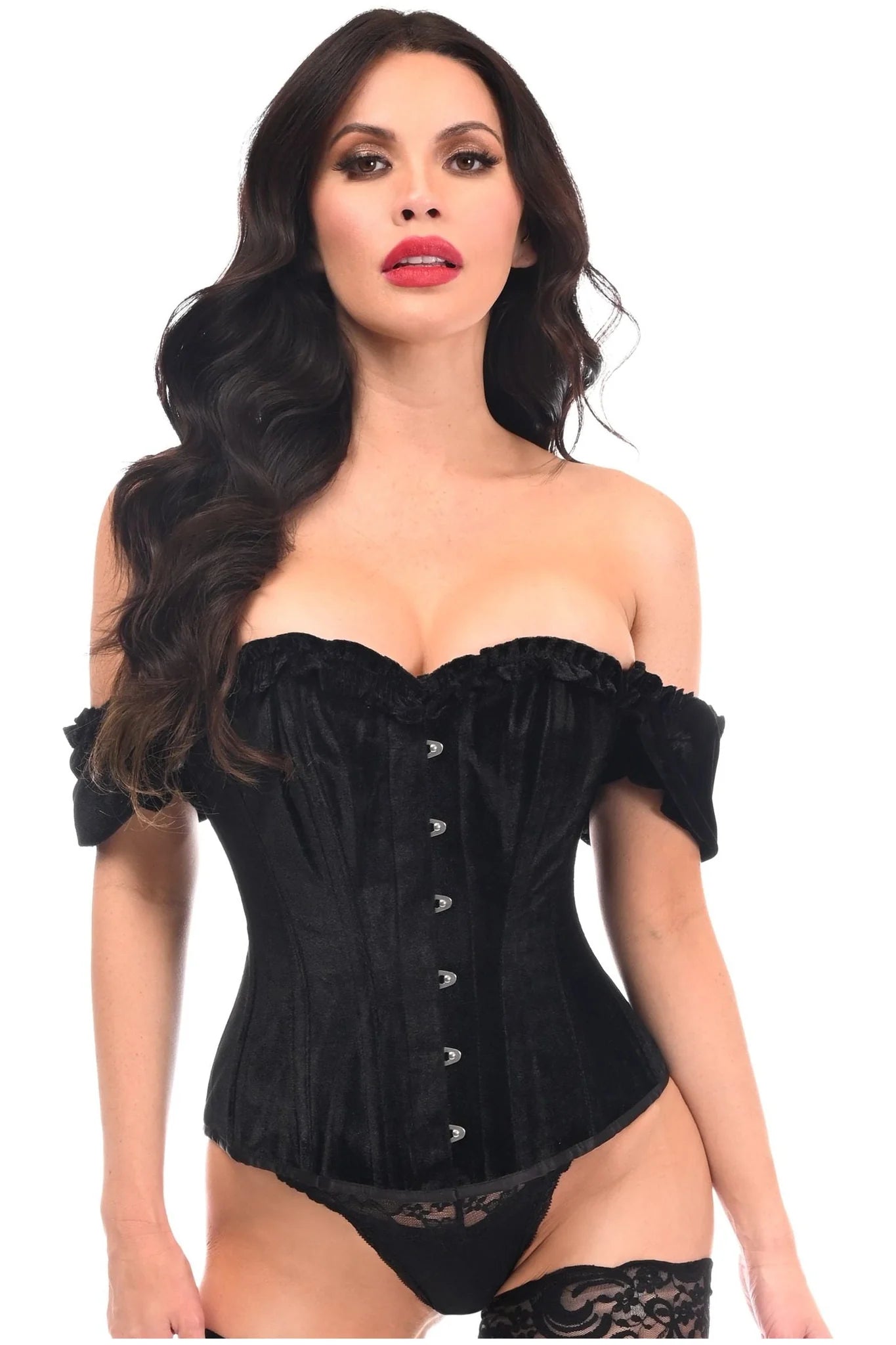 Top Drawer Steel Boned  Velvet Corset w/Sleeves