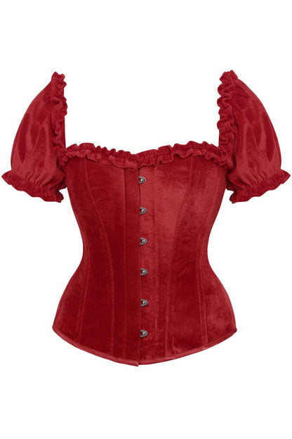 Queen Top Drawer Velvet Peasant Steel Boned Corset