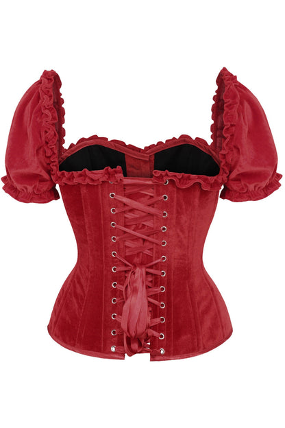 Queen Top Drawer Velvet Peasant Steel Boned Corset