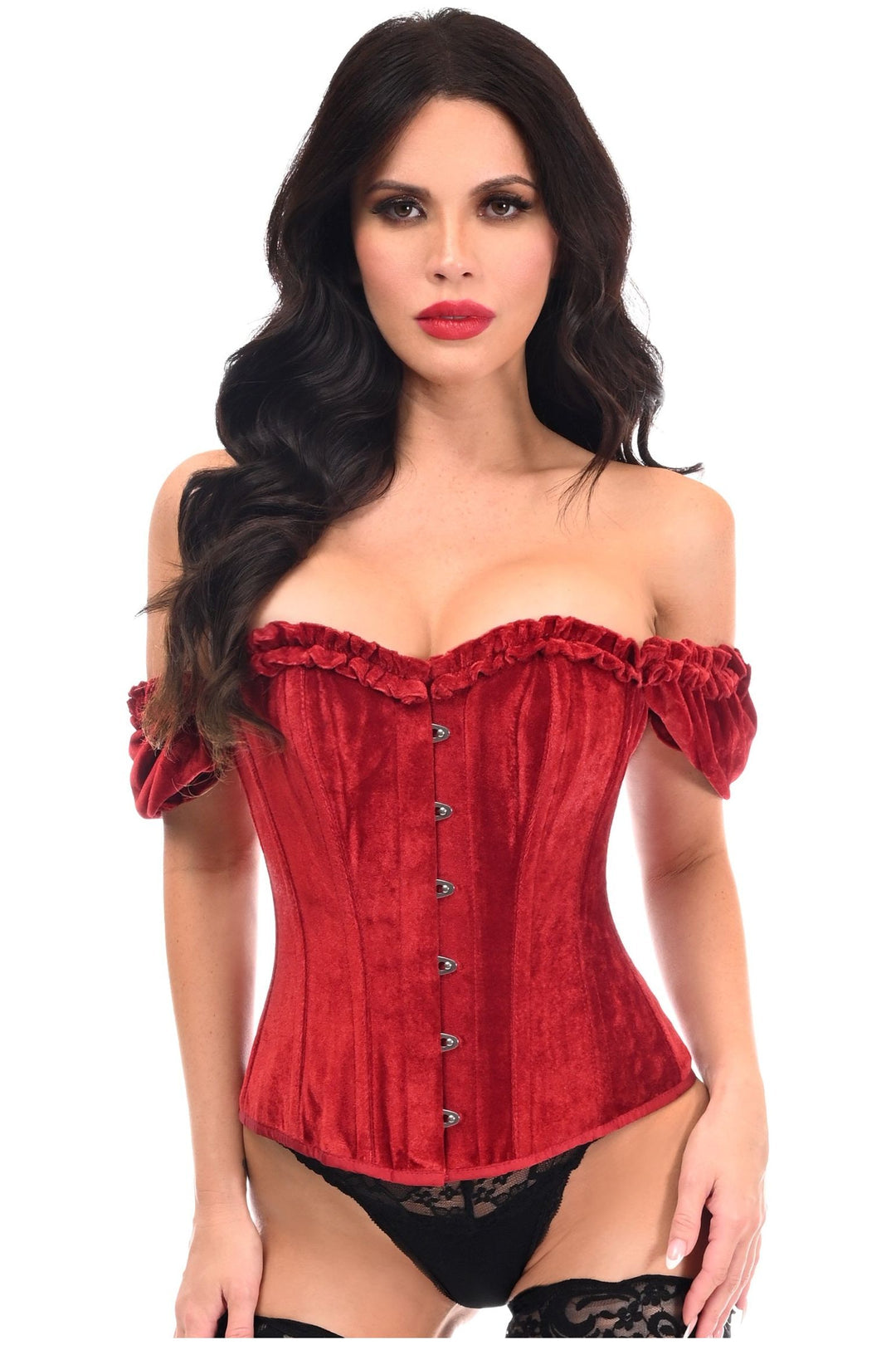 Top Drawer Velvet Peasant Steel Boned Corset