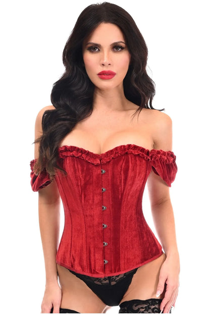 Queen Top Drawer Velvet Steel Boned Overbust Corset