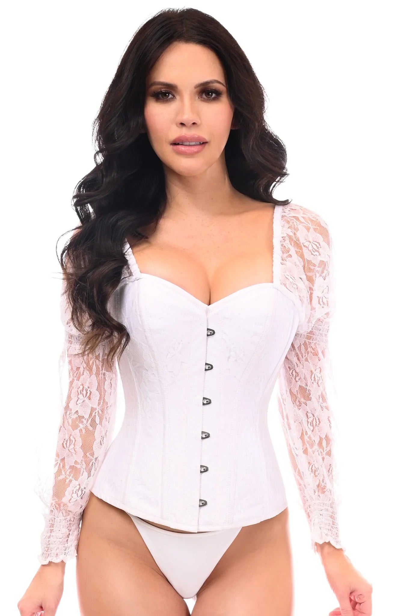 Lace Steel Boned Long Sleeve Corset