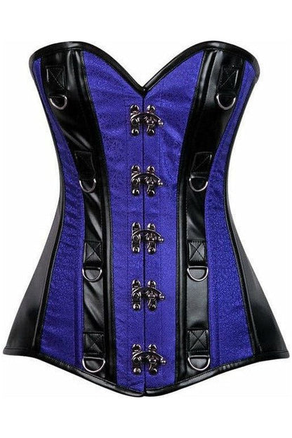 Steampunk Brocade & Faux Leather Steel Boned Corset