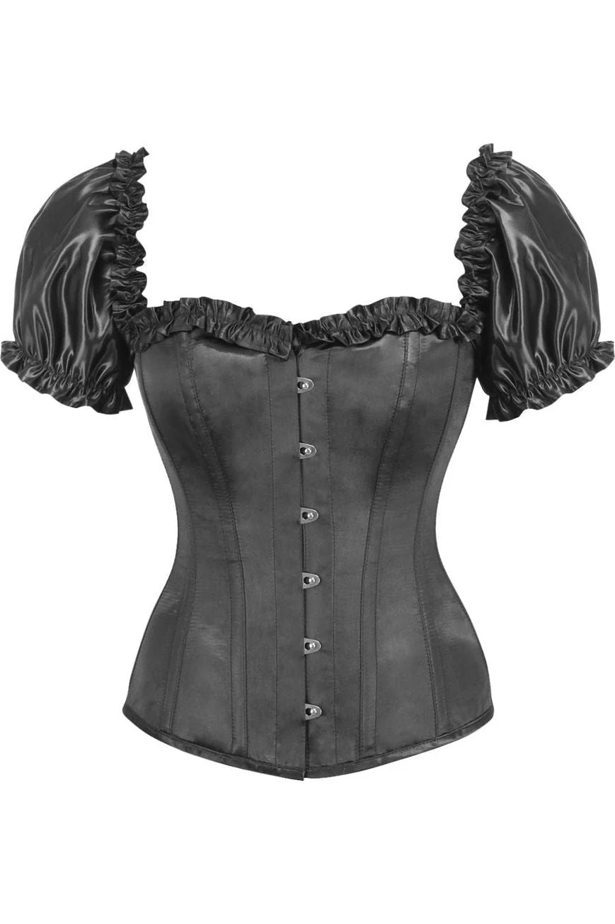 Queen Top Drawer Satin Overbust Corset w/Sleeves