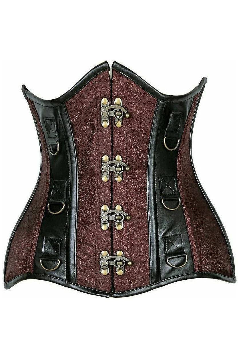 Steampunk Brocade & Faux Leather Underbust Corset