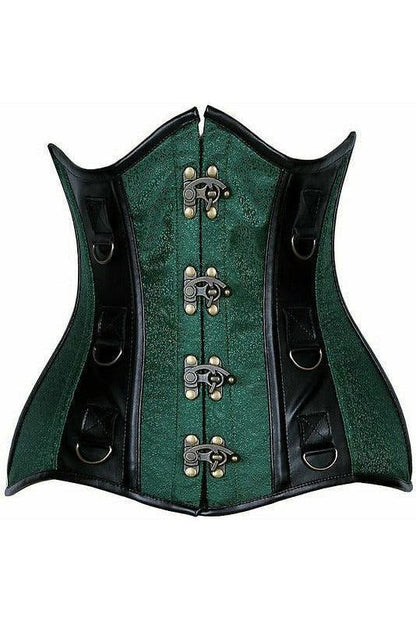 Steampunk Brocade & Faux Leather Underbust Corset