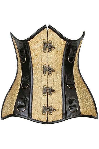 Steampunk Brocade & Faux Leather Underbust Corset