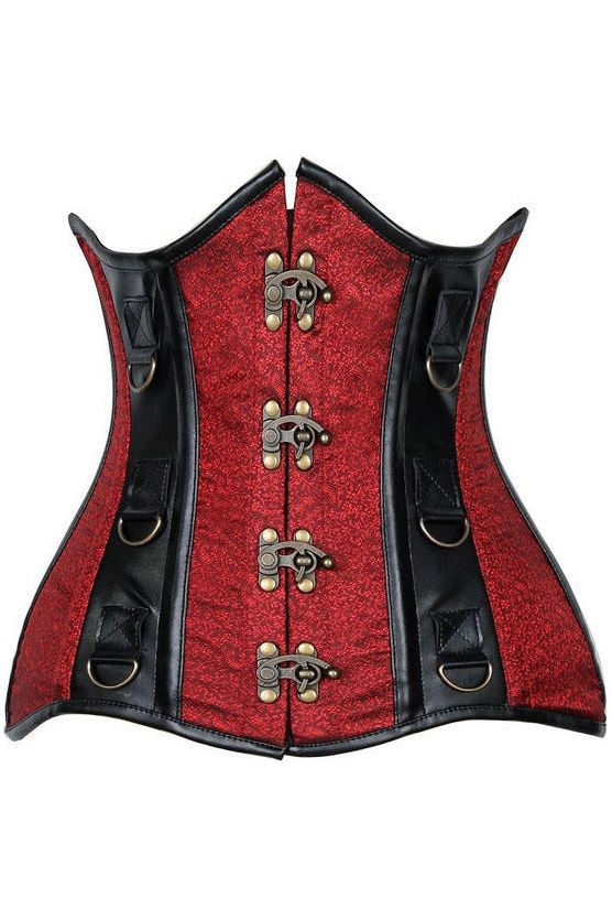 Steampunk Brocade & Faux Leather Underbust Corset