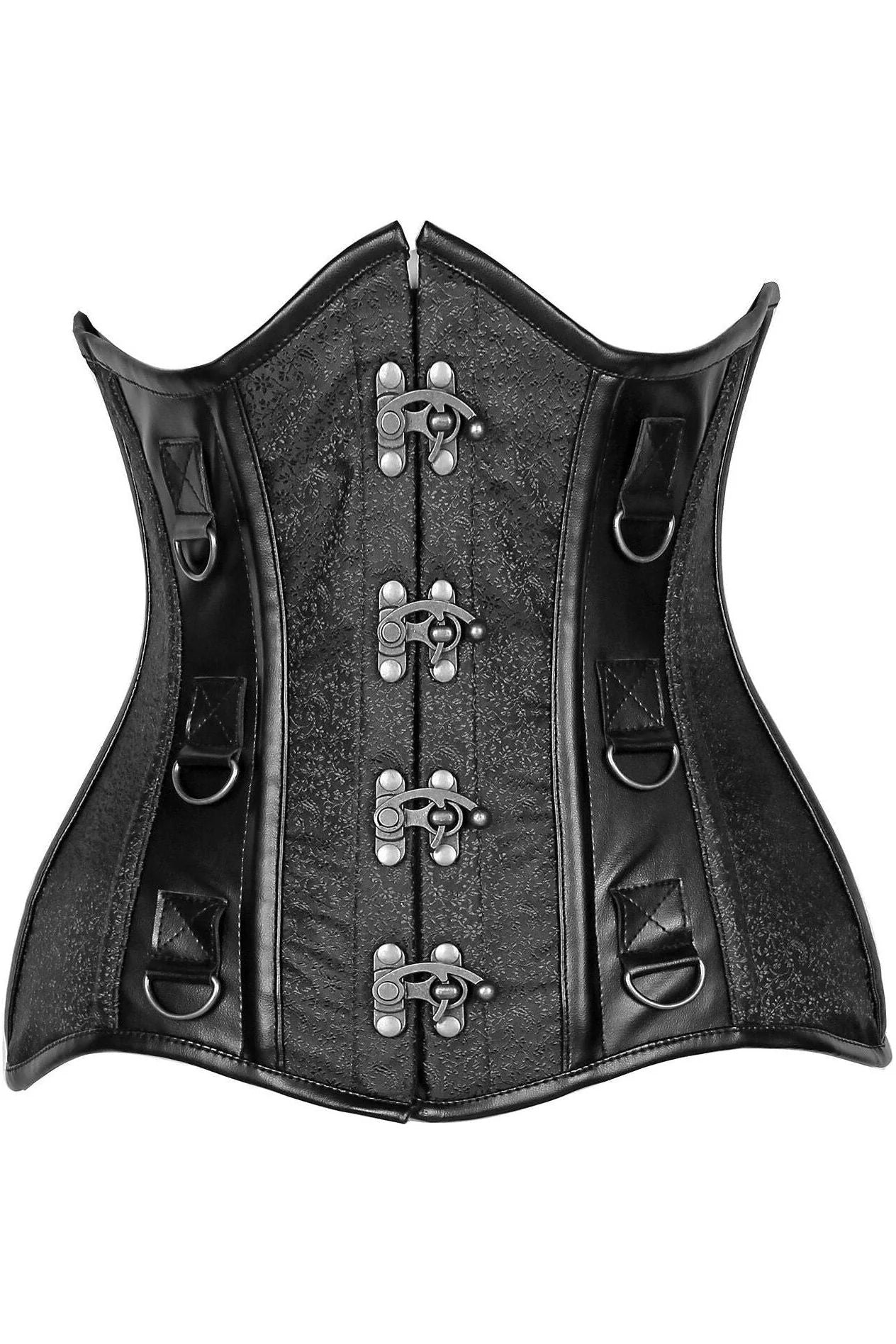 Steampunk Brocade & Faux Leather Underbust Corset