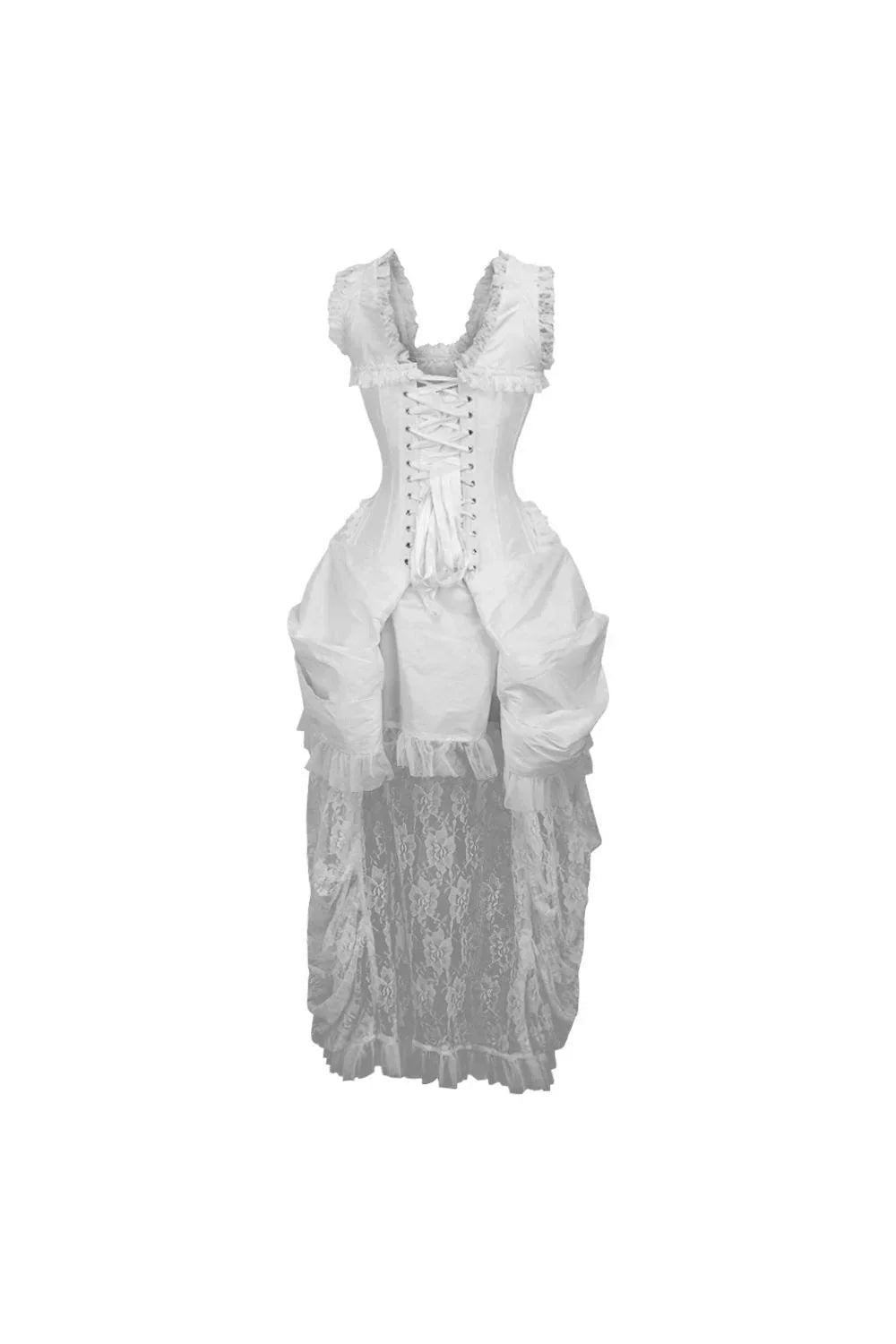 Queen Top Drawer Taffeta & Lace Victorian Bustle Corset Dress