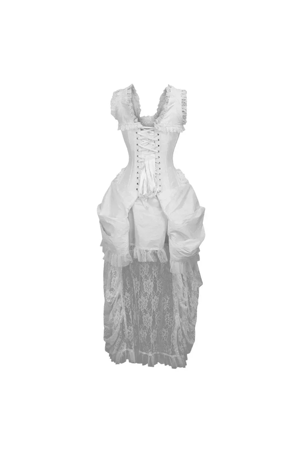 Queen Top Drawer Taffeta & Lace Victorian Bustle Corset Dress