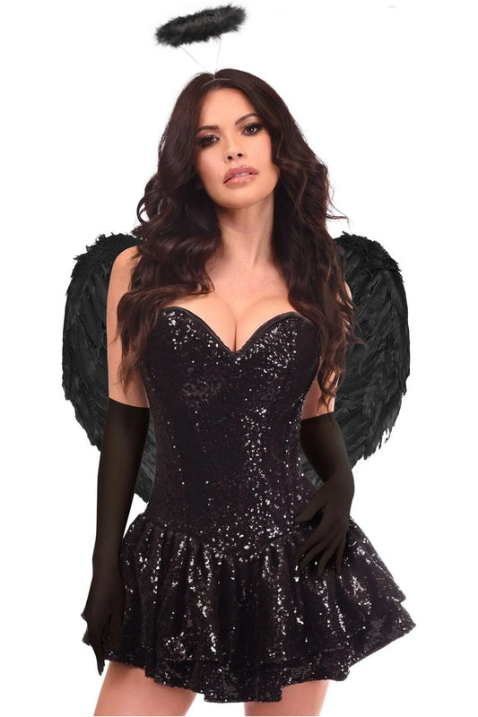 4 PC Sequin Dark Angel Corset Dress Costume