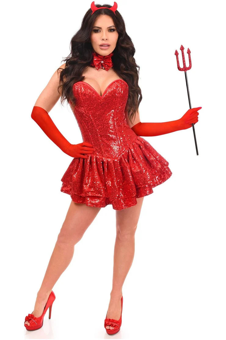 Top Drawer 5 PC Sequin Devil Corset Dress Costume