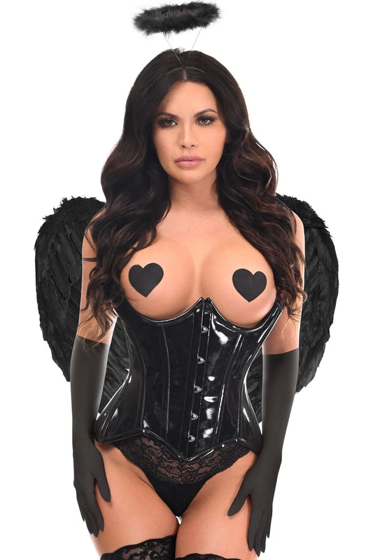 4 PC Black Patent Dark Angel Corset Costume