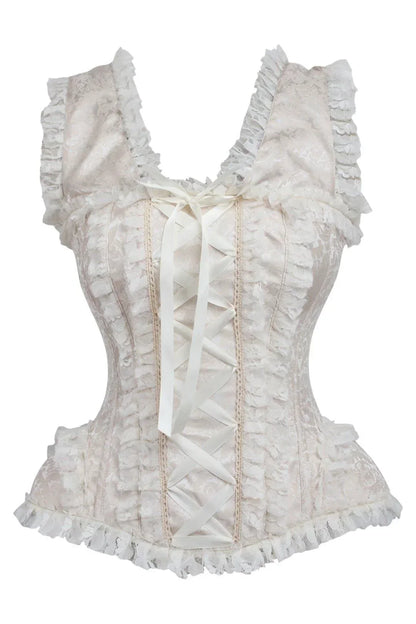 Queen Top Drawer Brocade Brocade & Lace Steel Boned Corset