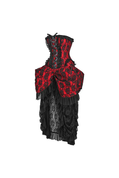 Queen Top Drawer Lace Bustle Steel Boned Corset Dress