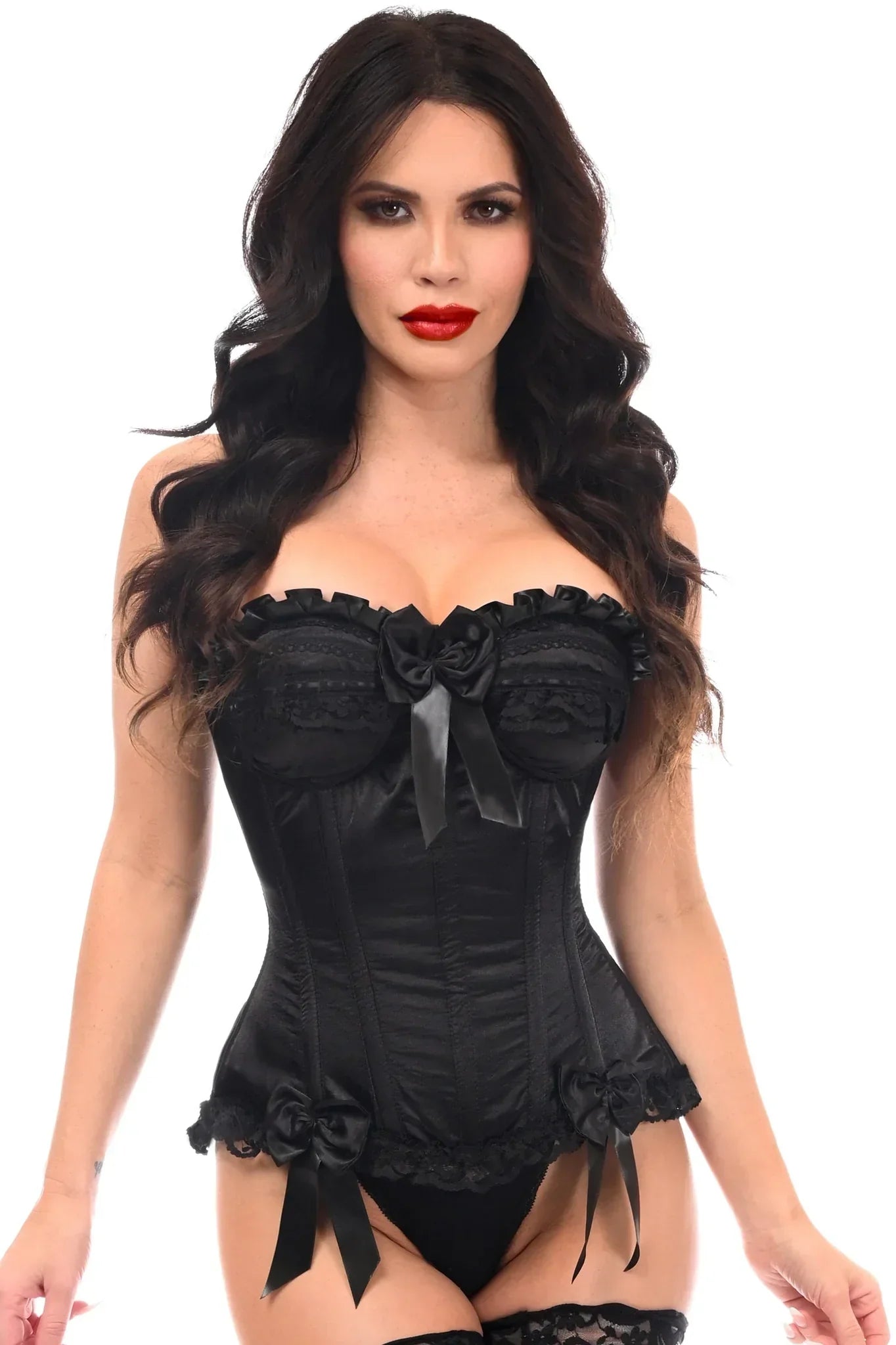 Top Drawer Burlesque Satin Steel Boned Corset