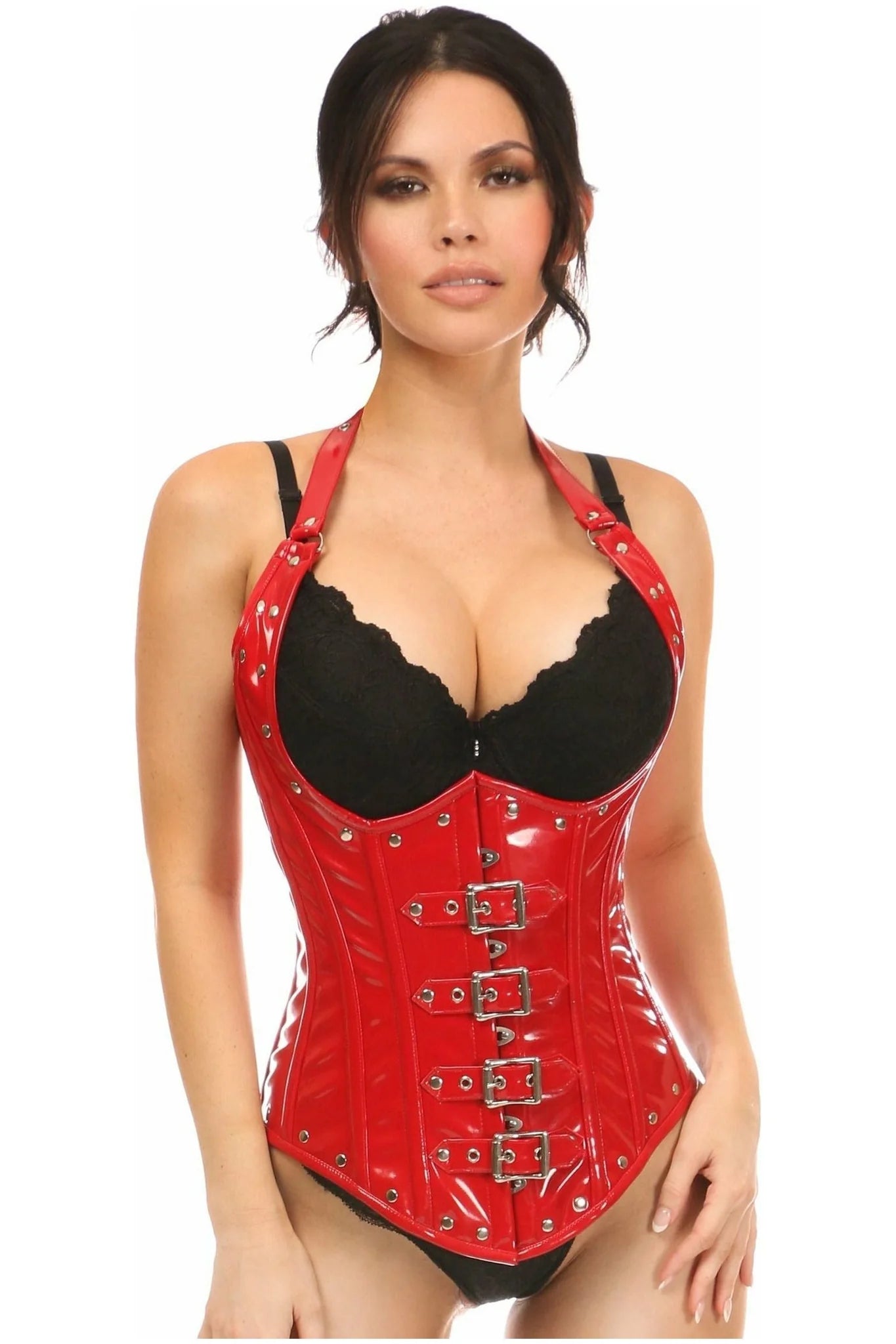 Queen Top Drawer Steel Boned Patent PVC Vinyl Underbust Corset Top