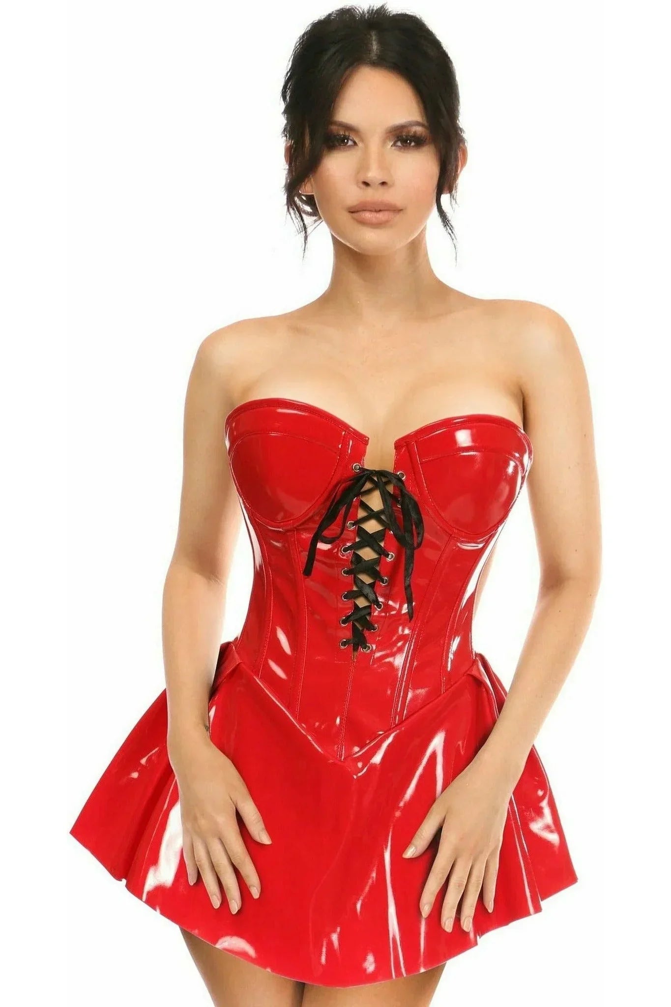 Queen Top Drawer Patent Steel Boned Corset Dress