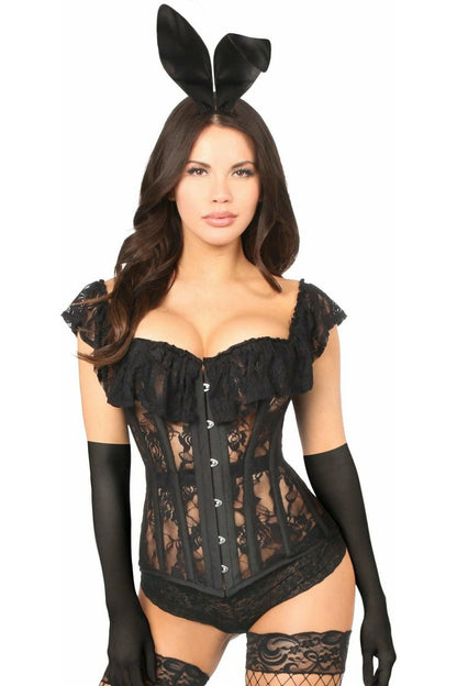 Top Drawer 4 PC Sheer Lace Bunny Corset Costume