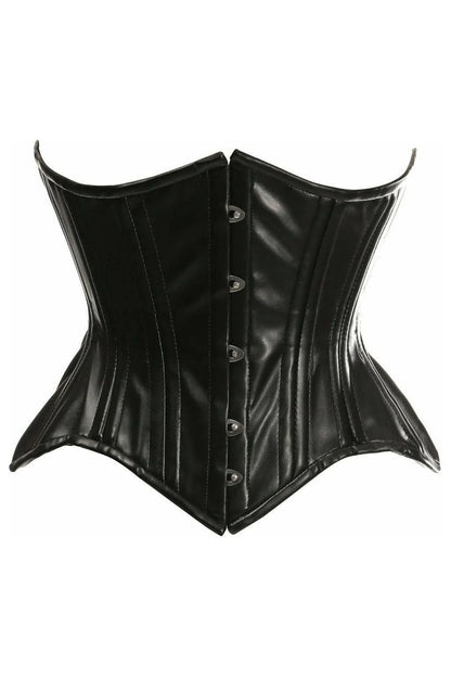 Faux Leather Double Steel Boned Curvy Cut Underbust Corset