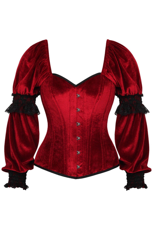 Queen Size Top Drawer Velvet Sleeved Steel Corset