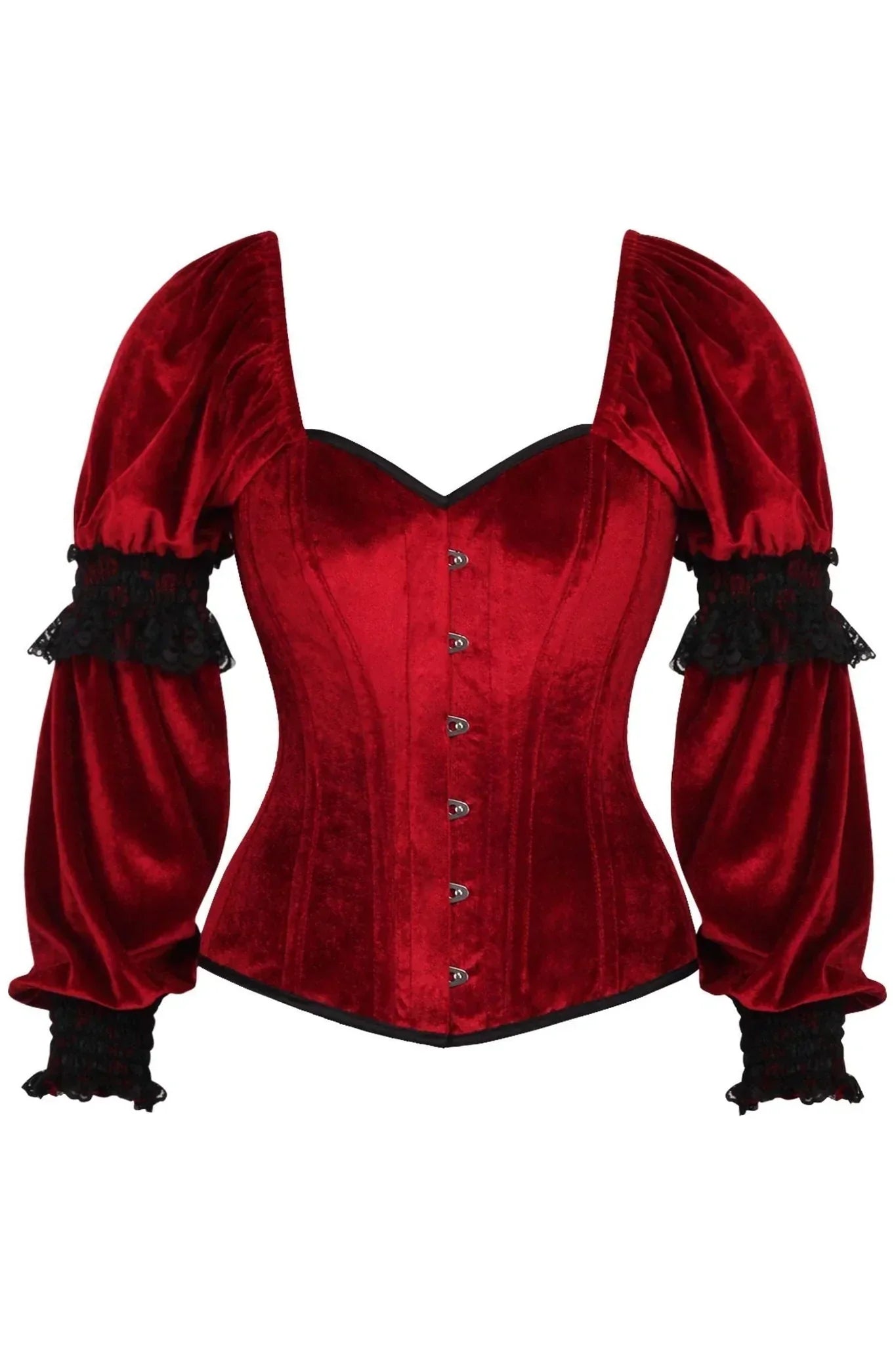 Queen Top Drawer Velvet Steel Boned Long Sleeve Corset