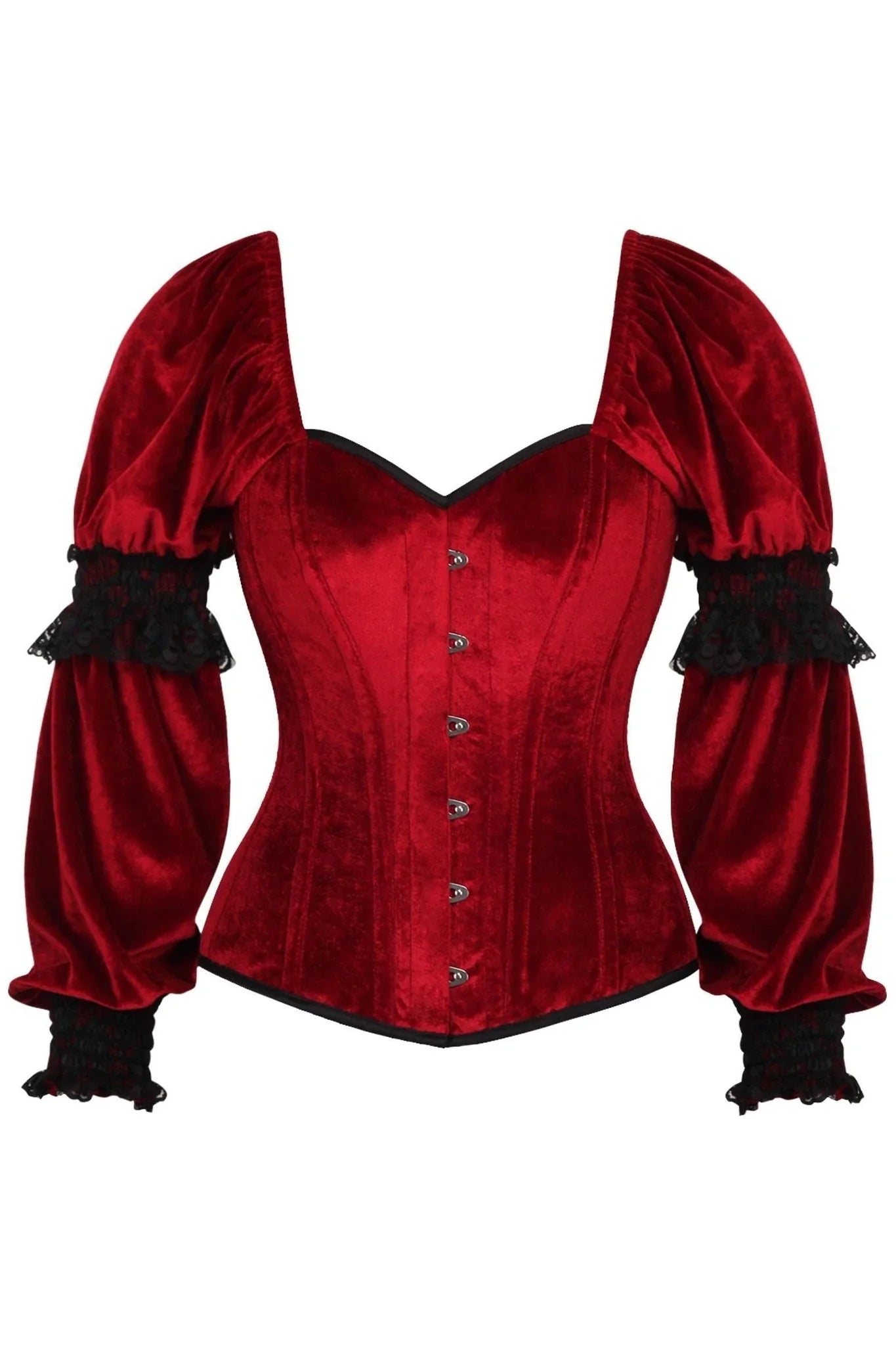 Top Drawer Velvet Steel Boned Long Sleeve Corset