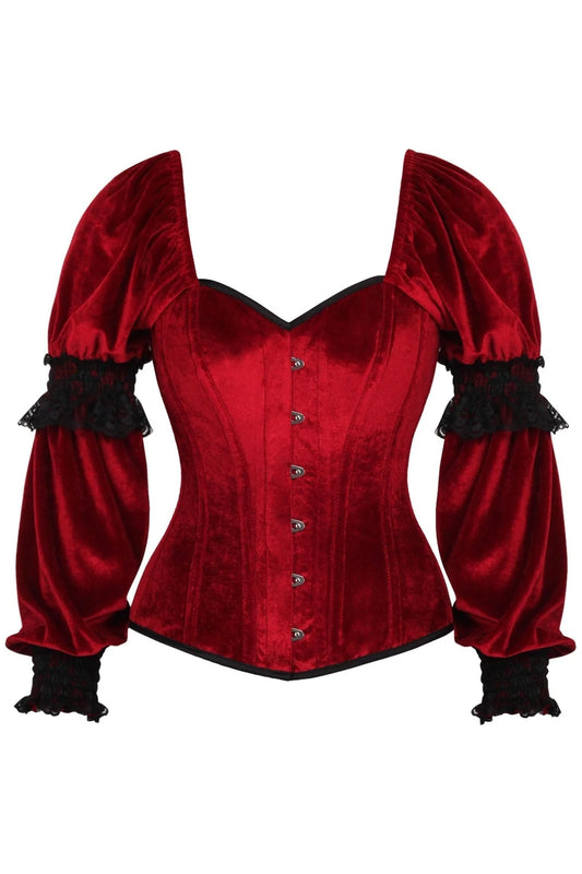 Velvet Steel Boned Long Sleeve Corset