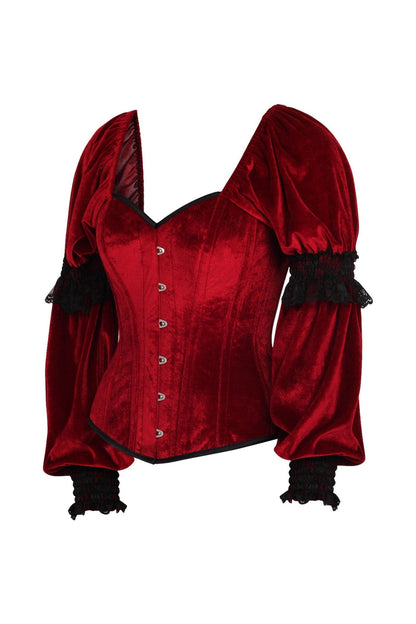 Queen Size Top Drawer Velvet Sleeved Steel Corset