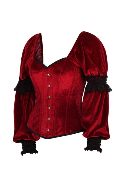 Velvet Steel Boned Long Sleeve Corset