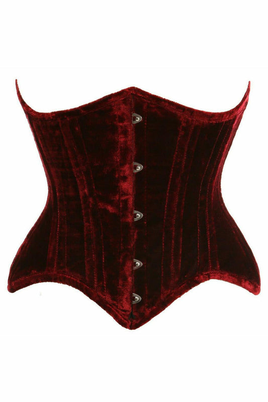 Queen Size Top Drawer Crushed Velvet Steel Waist Corset