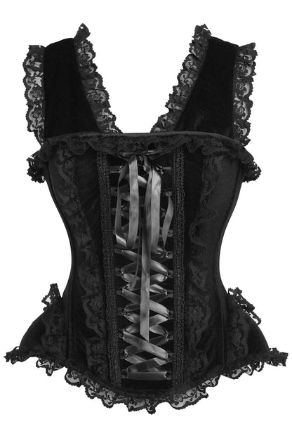 Queen Top Drawer Velvet & Lace Corset w/Cap Sleeves