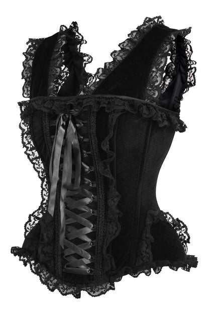 Queen Top Drawer Velvet & Lace Corset w/Cap Sleeves