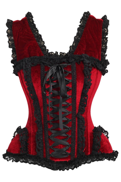 Queen Top Drawer Velvet & Lace Corset w/Cap Sleeves