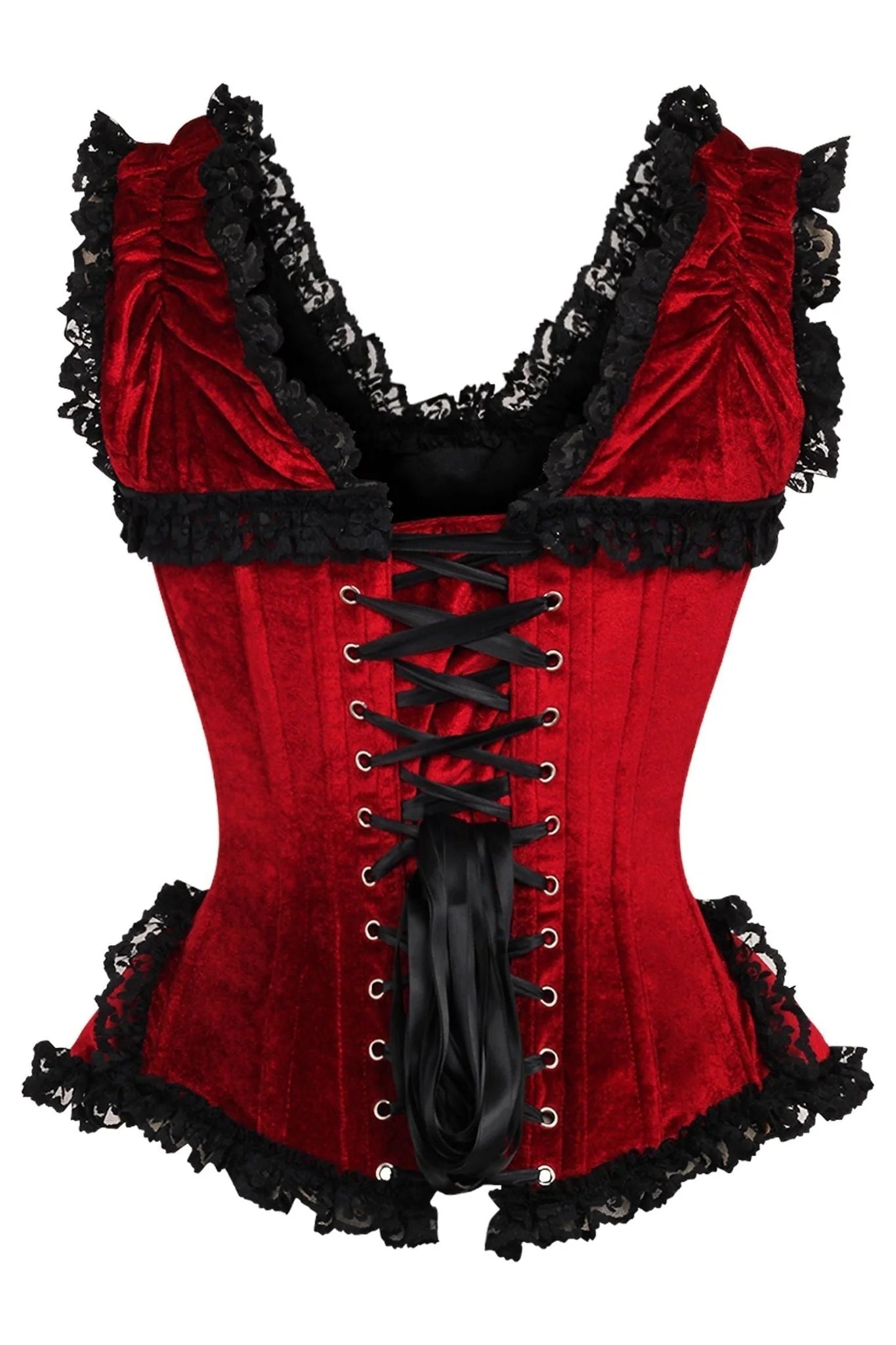 Queen Top Drawer Velvet & Lace Corset w/Cap Sleeves