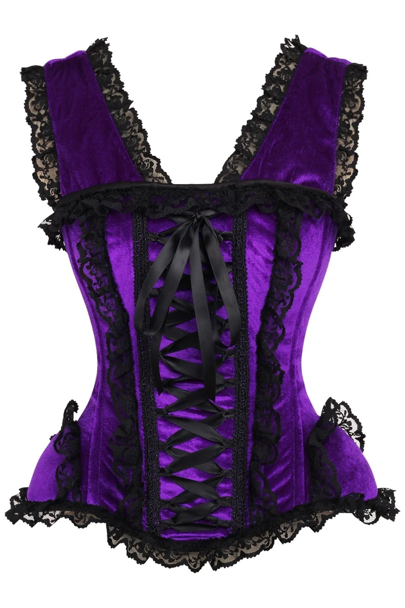 Queen Top Drawer Velvet & Lace Corset w/Cap Sleeves