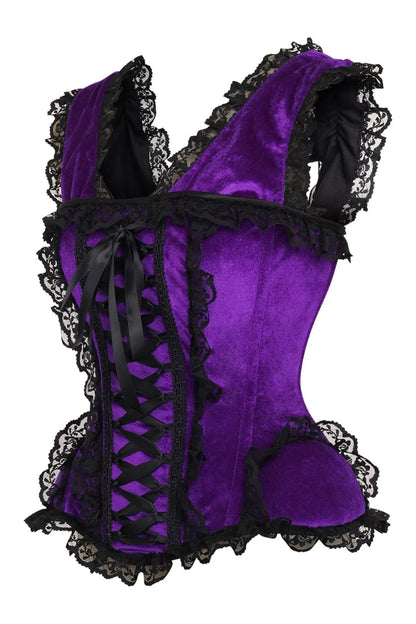 Top Drawer Velvet & Lace Steel Boned Corset