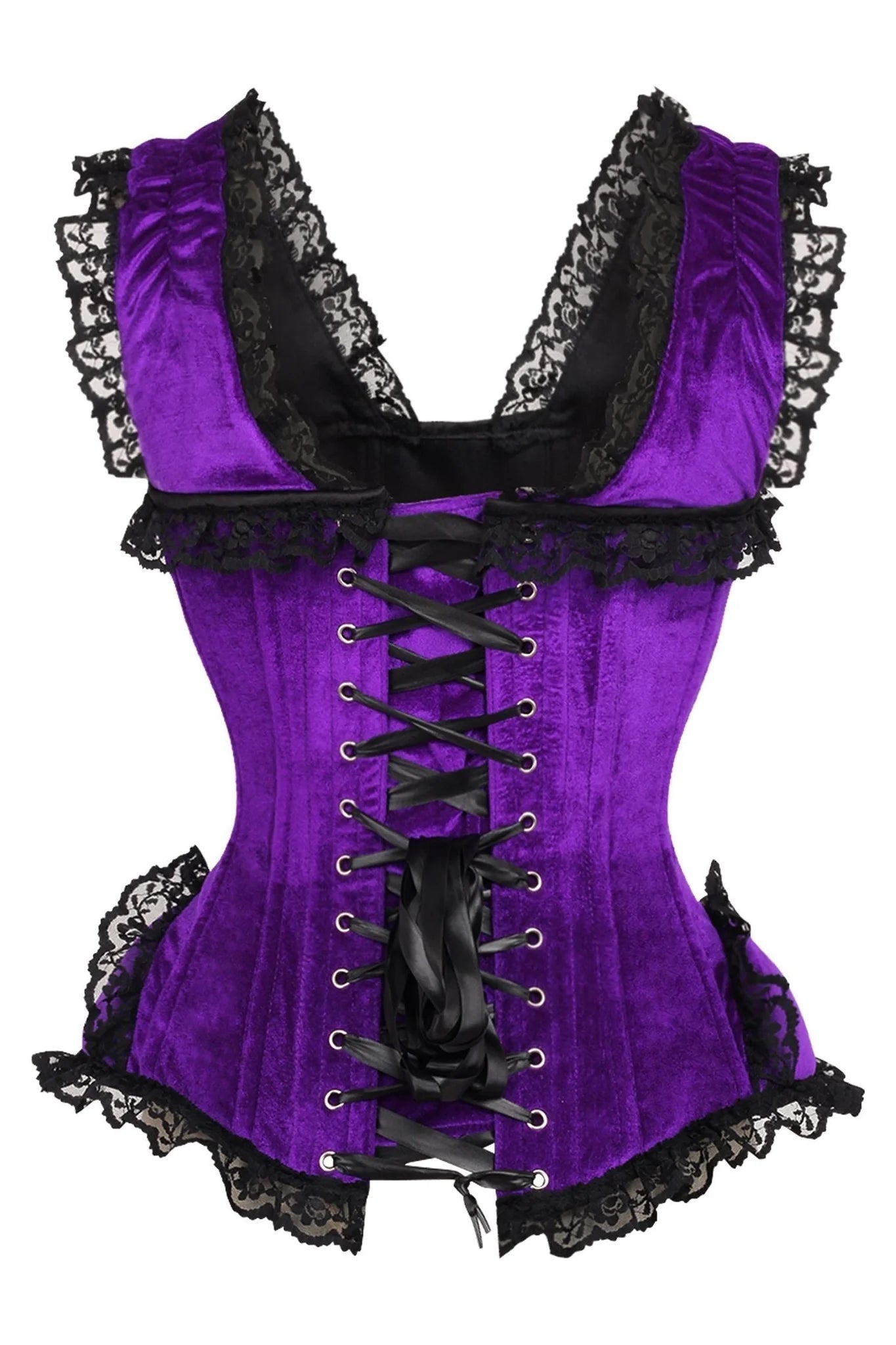 Queen Top Drawer Velvet & Lace Corset w/Cap Sleeves