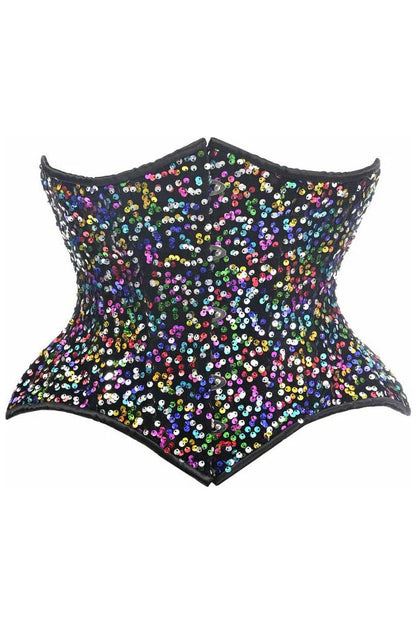 Rainbow Sequined Curvy Underbust Corset 2-6X