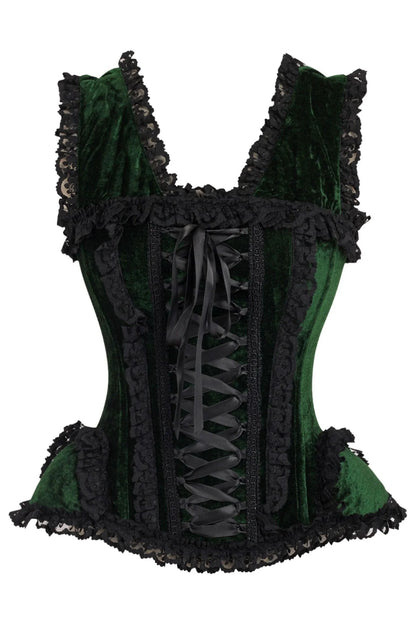 Queen Top Drawer Velvet & Lace Corset w/Cap Sleeves