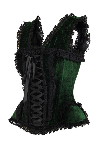 Queen Top Drawer Velvet & Lace Corset w/Cap Sleeves