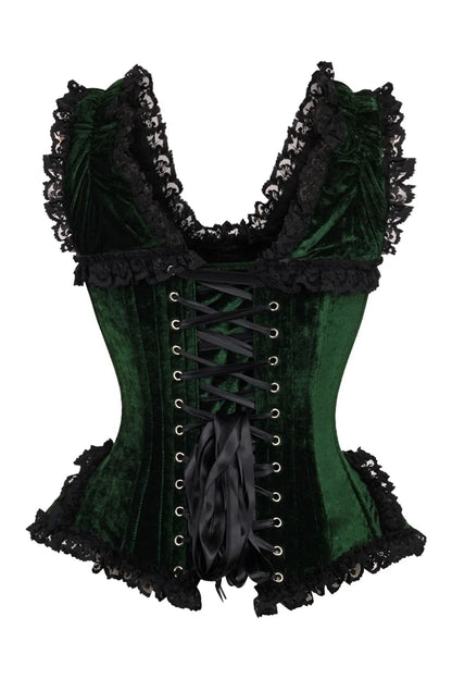 Top Drawer Velvet & Lace Steel Boned Corset