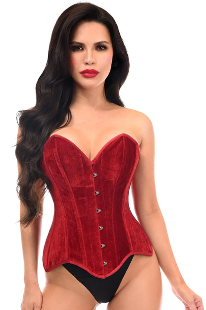 Queen Top Drawer Velvet Steel Boned Overbust Corset